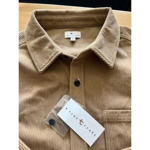 Men's Tan Brown True Craft NWT Corduroy Shacket Size XL Long Sleeve Button Up